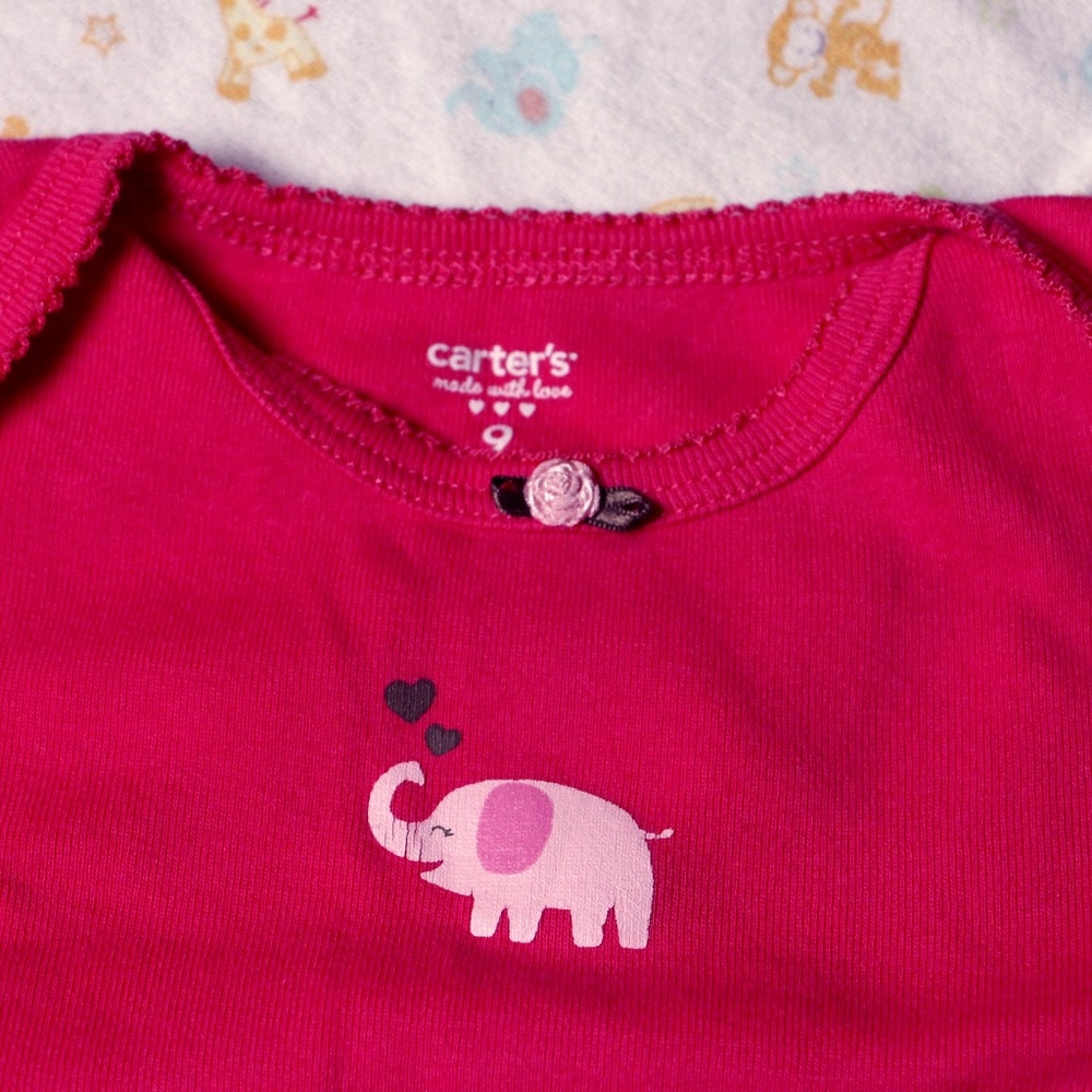 Short sleeve onesie pink cute cuddly elephant